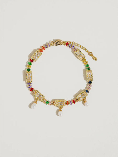 Gold Multi Color Gemstone Bracelet