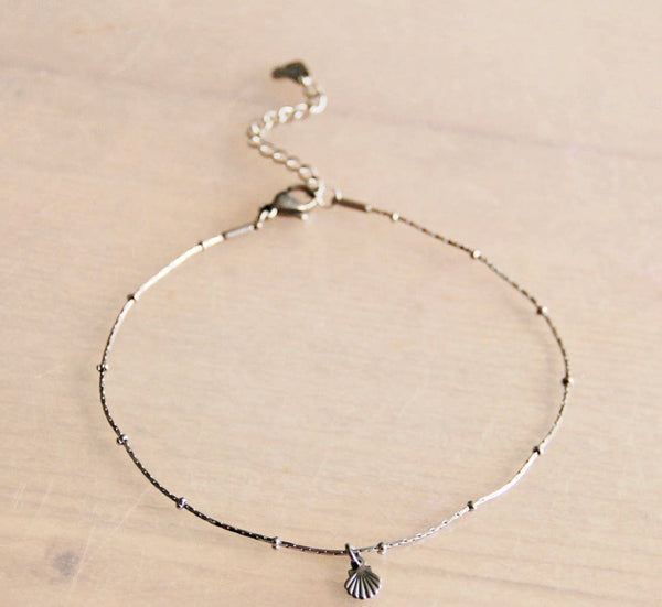 Silver Seashell Anklet