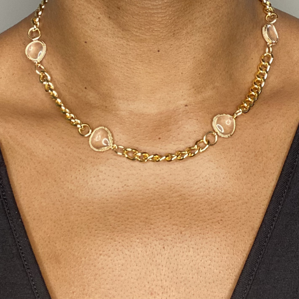 Gold Cuban Link Charm Necklace